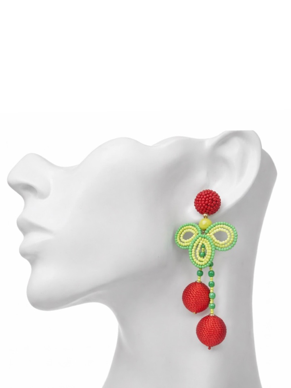 Viola Seed Bead and Woven Cherry Stud Earrings (NWT) - Picture 2 of 9